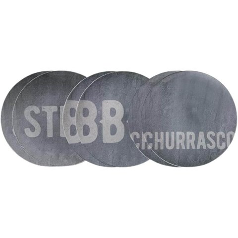 Kit 6 Pratos Rasos Tramontina Churrasco Stone Porcelana 28cm Temático Bbq Steak