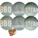 Ver imagem 2 de Kit 6 Pratos Rasos Tramontina Churrasco Stone Porcelana 28cm Temático Bbq Steak