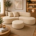 Ver imagem 3 de Sofá e Puff Orgânico Virginia 300cm Sala Boucle: Cappuccino