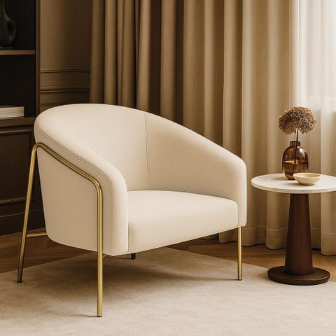 Poltrona Sala Industrial Alta Dourado Stella Bouclê D03 - D’Rossi