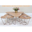 Ver imagem 2 de Mesa Centro Bela Gota Madeira Amêndoa Estrutura Ferro Cobre 81cm - 69860