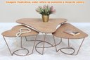 Ver imagem 2 de Mesa Centro Bela Gota Madeira Amêndoa Estrutura Ferro Cobre 81cm - 69860