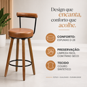 Ver imagem 3 de Kit 3 Banquetas Alta 80cm Giratória c/ Encosto 4 Pés Ilha Gourmet Balcão Bancada Corino Amarula