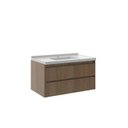 Ver imagem 5 de Conjunto Gabinete para Banheiro Suspenso com Cuba e Espelheira com Nicho em MDF 82cm Prime Yescasa Noce Marrom