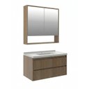 Ver imagem 2 de Conjunto Gabinete para Banheiro Suspenso com Cuba e Espelheira com Nicho em MDF 82cm Prime Yescasa Noce Marrom