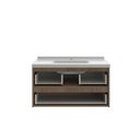 Ver imagem 6 de Conjunto Gabinete para Banheiro Suspenso com Cuba e Espelheira com Nicho em MDF 82cm Prime Yescasa Noce Marrom
