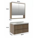 Ver imagem 3 de Conjunto Gabinete para Banheiro Suspenso com Cuba e Espelheira com Nicho em MDF 82cm Prime Yescasa Noce Marrom