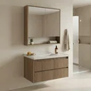 Ver imagem 1 de Conjunto Gabinete para Banheiro Suspenso com Cuba e Espelheira com Nicho em MDF 82cm Prime Yescasa Noce Marrom