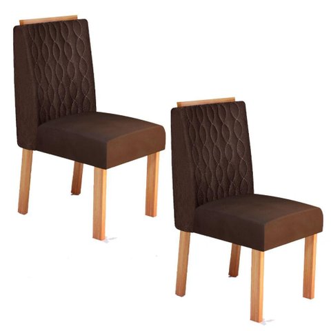 Conjunto 2 Cadeiras Estofadas para Mesa de Jantar Naturalle Roma Bom Pastor