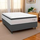 Ver imagem 3 de Cama Box Colchão Casal Molas Ensacadas City Pillow Top 138x188x61cm Branco / Cinza Hellen