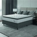 Ver imagem 1 de Cama Box Colchão Casal Molas Ensacadas City Pillow Top 138x188x61cm Branco / Cinza Hellen