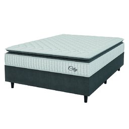 Cama Box Colchão Casal Molas Ensacadas City Pillow Top 138x188x61cm Branco / Cinza Hellen - 2
