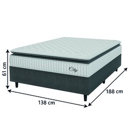Cama Box Colchão Casal Molas Ensacadas City Pillow Top 138x188x61cm Branco / Cinza Hellen - 3