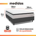 Ver imagem 4 de Cama Box Colchão Casal Molas Ensacadas City Pillow Top 138x188x61cm Branco / Cinza Hellen