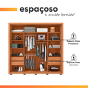 Ver imagem 6 de Guarda Roupas Casal com Ripado e Espelho 2 Portas 4 Gavetas Madeirado/off White Eloa Caemmun