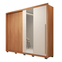 Ver imagem 2 de Guarda Roupas Casal com Ripado e Espelho 2 Portas 4 Gavetas Madeirado/off White Eloa Caemmun