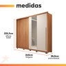 Guarda Roupas Casal com Ripado e Espelho 2 Portas 4 Gavetas Madeirado/off White Eloa Caemmun - 4