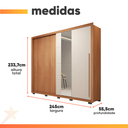 Ver imagem 4 de Guarda Roupas Casal com Ripado e Espelho 2 Portas 4 Gavetas Madeirado/off White Eloa Caemmun