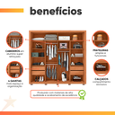 Ver imagem 5 de Guarda Roupas Casal com Ripado e Espelho 2 Portas 4 Gavetas Madeirado/off White Eloa Caemmun