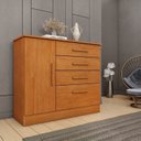 Ver imagem 4 de Conjunto Guarda Roupa Casal com Puxador MDF Portugal, Cama Casal Monaco e Cômoda Chicago Bege/Cinamo