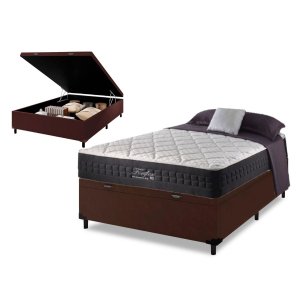 Colchão Fortflex 200kg por Pessoa - Tamanho Casal Molas Ensacadas Anjos + Cama Box com Baú Sintético