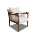 Ver imagem 2 de Kit 2 Poltrona Sala Decorativa Ayla Estofada Boucle Branco Base Madeira Castanho - Arkell