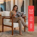 Ver imagem 4 de Kit 2 Poltrona Sala Decorativa Ayla Estofada Boucle Branco Base Madeira Castanho - Arkell