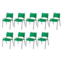 Ver imagem 2 de Cadeira Iso Base Cinza, Igreja, Escola, Escritório - Verde Kit 9 Peças