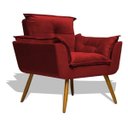 Ver imagem 4 de Kit 2 Poltronas Opala Decoração Sala Estar Jantar Recepção Escritório Salão Suede Vermelho