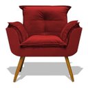 Ver imagem 3 de Kit 2 Poltronas Opala Decoração Sala Estar Jantar Recepção Escritório Salão Suede Vermelho