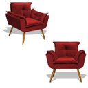 Ver imagem 1 de Kit 2 Poltronas Opala Decoração Sala Estar Jantar Recepção Escritório Salão Suede Vermelho