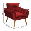 Ver imagem 2 de Kit 2 Poltronas Opala Decoração Sala Estar Jantar Recepção Escritório Salão Suede Vermelho