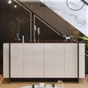 Ver imagem 3 de Aparador Buffet para Sala de Jantar 4 Portas 160cm Puerto C04 Off White Nogueira Preto Fosco - Lyam