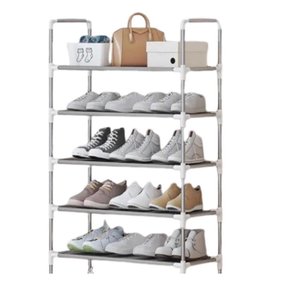 Estante Organizador Inox 5 Prateleiras Sapateira 15 Pares Multiuso Rack Lavanderia Banheiro Compacta