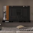 Ver imagem 1 de Painel Home Suspenso para Tv até 75 Polegadas Paris com Nichos Espelho e Ripado Lateral 218 Cm -