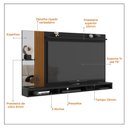 Ver imagem 4 de Painel Home Suspenso para Tv até 75 Polegadas Paris com Nichos Espelho e Ripado Lateral 218 Cm -