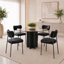 Ver imagem 1 de Kit 4 Cadeiras Sala de Jantar Lisa Pés Preto PU Preto m² - Monari Design