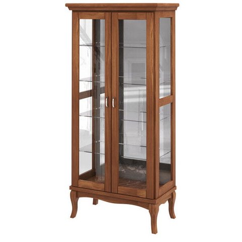 Cristaleira Decorativa com Nicho Sala de Estar Bragi 2 Portas Madeira Maciça Imbuia