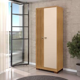 Guarda Roupa Lexa 2 Portas com Chave Cor Carvalho e Off White - Incorplac - 10