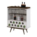 Ver imagem 1 de Cristaleira Bar Decorativa com Adega Sala de Estar Haland Branco/Imbuía