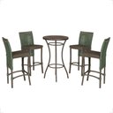 Ver imagem 3 de Mesa Bistrô e 4 Banquetas Roma Marrom Corda Estofado 9 Trama Verde