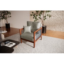 Kit Sofá Paris Corda nautica com 3 peças luxury linho cinza com almofadas - 2