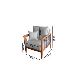 Kit Sofá Paris Corda nautica com 3 peças luxury linho cinza com almofadas - 3