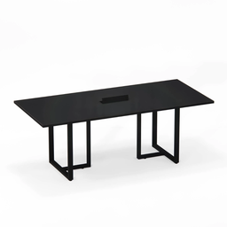 Mesa de Reunião Retangular com Power Box Tubular P25 Pandin 2,0 M Preto - 1