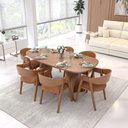 Ver imagem 1 de Conjunto Mesa de Jantar Califórnia 6 Lugares Tampo MDF com Cadeiras Miami Estofadas Marrom Mescla