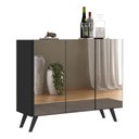 Ver imagem 3 de Aparador Buffet 3 Portas com Espelho Retrô Vegas Multimóveis MP1013 Preto