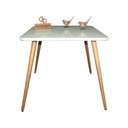 Ver imagem 1 de Mesa Jantar Pés Palitos Tampo Quadrado Vidro Laqueado 70cm Off White