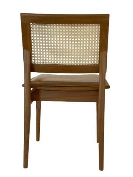 Cadeira Madeira com Assento Sobreposto Estofado e Encosto em Tela Sextavada - 3