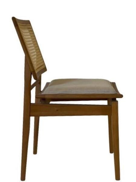 Cadeira Madeira com Assento Sobreposto Estofado e Encosto em Tela Sextavada - 2