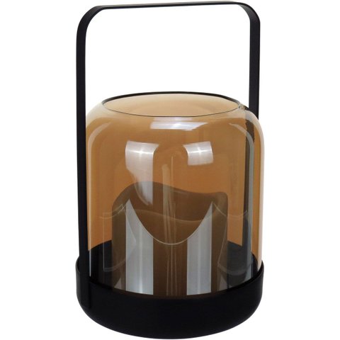 Lanternas de Metal e Vidro Âmbar 19x12x12cm Decoração Casa